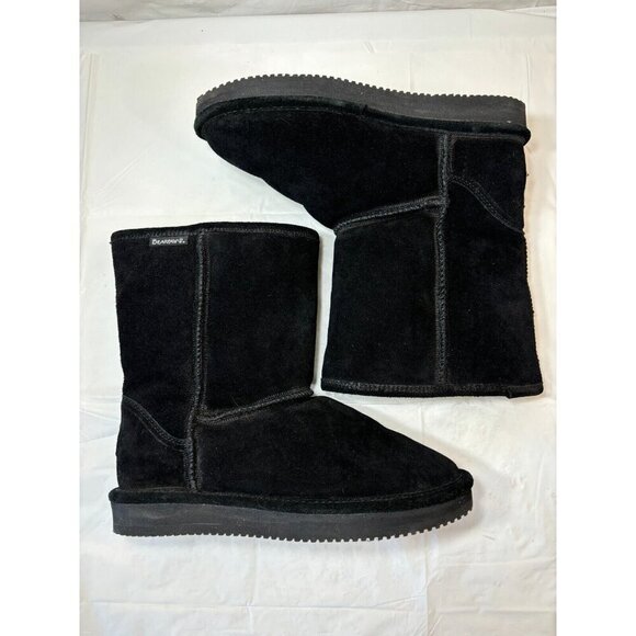 BEARPAW BLACK SUEDE SHEEPSKIN/WOOL LINED BOOTS - Picture 7 of 12